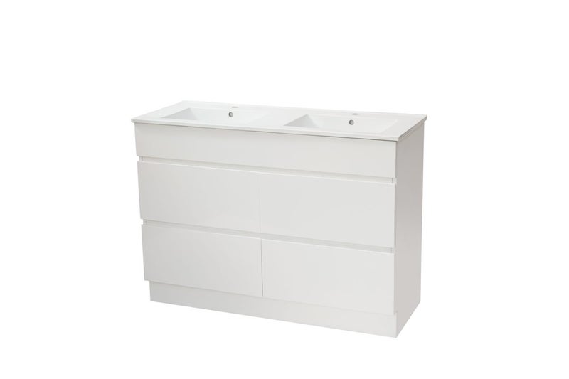 1200mm Square Double Ceramic Basins White Vanity Carousel 1