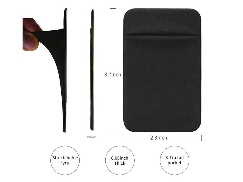 Card Holder for Phone Stick On Cellphone Card Wallet Black64387473415554113