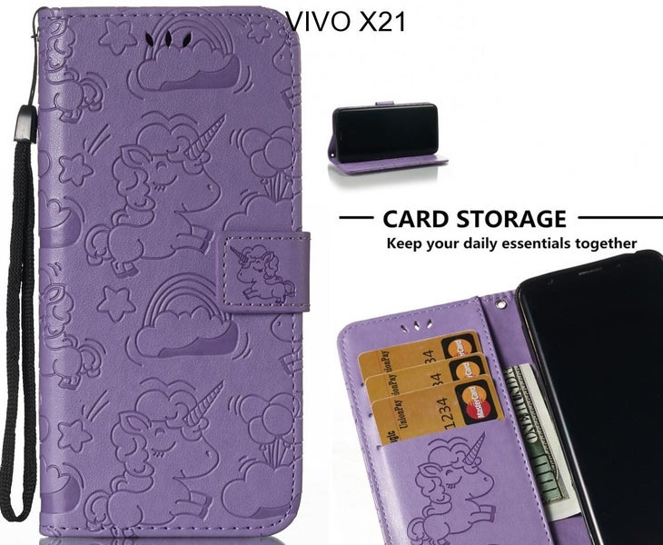 VIVO X21 Case Leather Wallet case embossed unicon pattern Carousel 1
