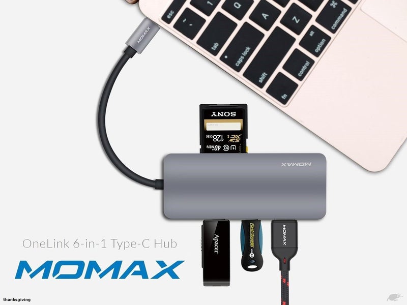 MOMAX USB C Hub with Type C 60W PD Charging Carousel 1