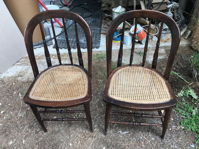 Spindle Back Oak Chairs Restored Bentwood Rattan Seat Trade Me