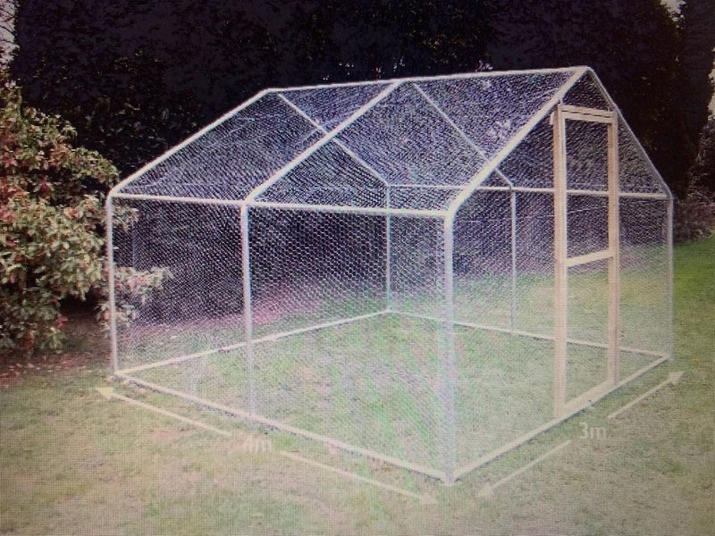 3m X 3m Extendable Metal Walk In Poultry Chicken Coop Run Cage Aviary