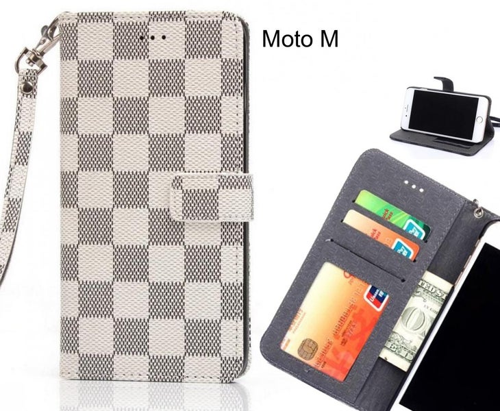 Moto M Case Grid Wallet Leather Case Carousel 1