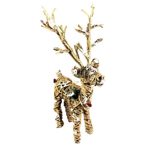 Rattan and String Standing Deer with Xmas Mix (38 CMH) Carousel 1