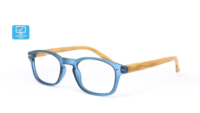 AVATUDE™ FLORENCE BLUE LIGHT COMPUTER GLASSES – Blue/Wood - BONUS Brightwipes Carousel 2
