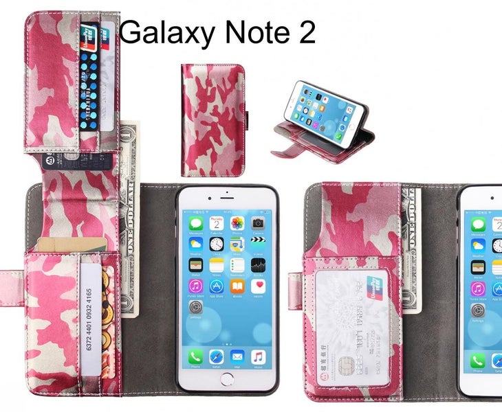 Galaxy Note 2 Case Wallet Leather Flip Case 7 Card Slots Carousel 1