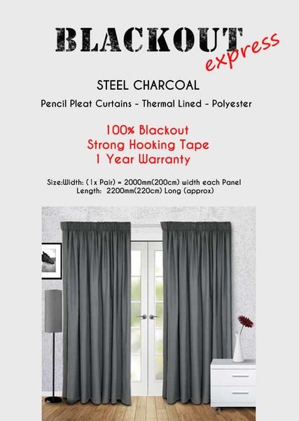 BlackOut EXPRESS - Charcoal 100% Blackout!!! THERMAL COATED DRAPES!!! Carousel 3