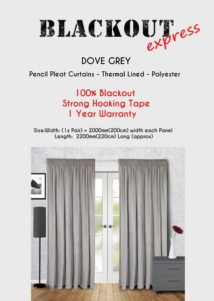 BlackOut EXPRESS - Dove Grey 100% Blackout!!! THERMAL COATED DRAPES!!! Carousel 3