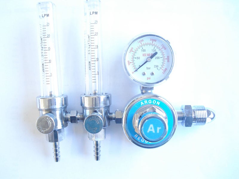 Welding Argon Twin Flow Tube Regulator HD : WeldingStuff brass hose co2 lug Carousel 1
