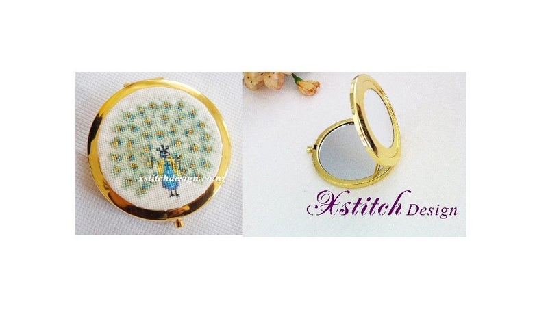 ** Cross Stitch Kit ** Peacock Compact Mirror Carousel 1
