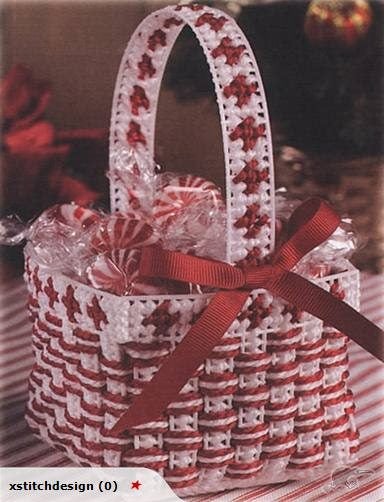 ** Long Stitch Kit ** Red & White Basket Carousel 1