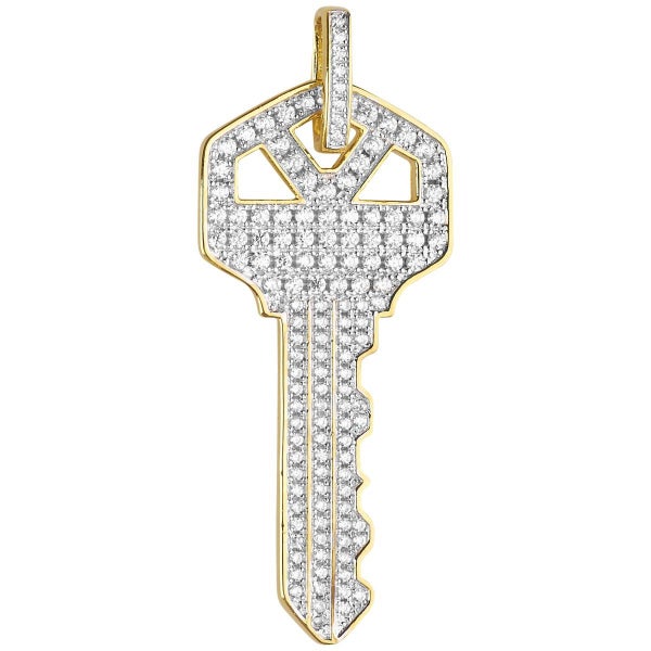 Premium Bling - 925 Sterling Silver KEY Pendant Carousel 1