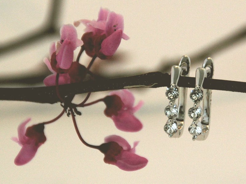 18K White Gold Premium Crystal Huggie Earrings "Bella" Carousel 2