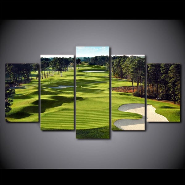 X'MAS SALE FREE SHIPPING - Large 5 Piece Canvas Art Print - GOLF COURT Carousel 1