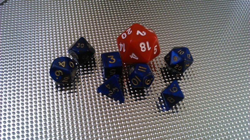 D&D Blue TINY DICE Polyhedral set - Blue swirl + Free metallic dice bag! Carousel 1