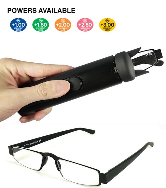 BLACK - I-Mag Executive European Style Reading Glasses with Hard Slide Open Case Carousel 8