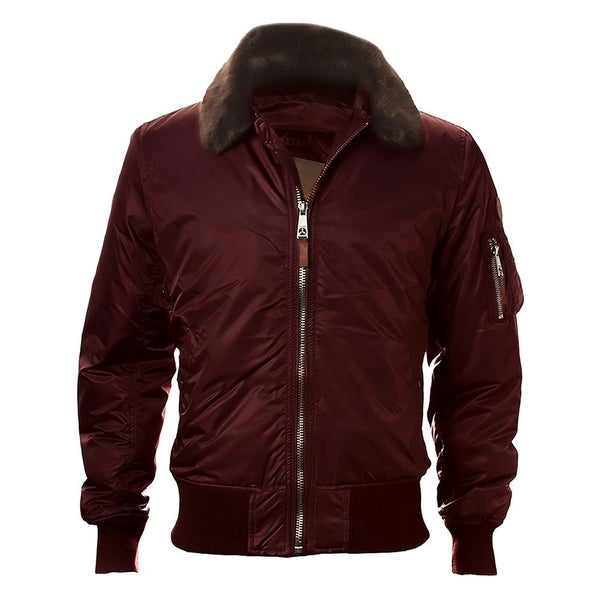Top Gun B-15 Men's Heavy Duty Vintage Flight Bomber Jacket Burgundy Carousel 1