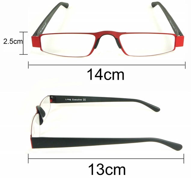 RED - I-Mag Executive European Style Reading Glasses with Hard Slide Open Case Carousel 7