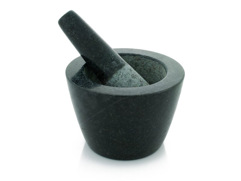 Mini Mortar and Pestle Solid Granite Black 13cm Carousel 1
