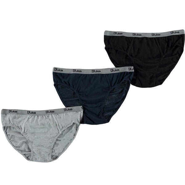 Duke London Mens Big Tall Jersey Three Pack Briefs - Blk/Nvy/Gry Carousel 1
