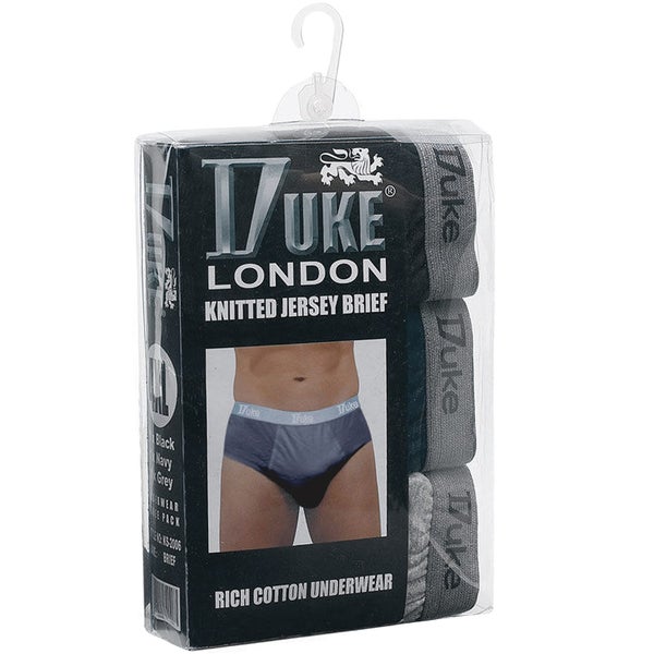 Duke London Mens Big Tall Jersey Three Pack Briefs - Blk/Nvy/Gry Carousel 2