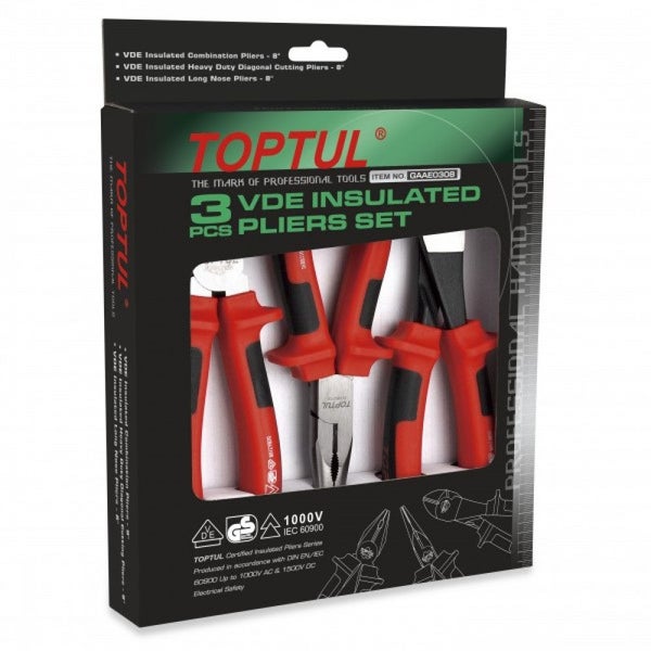 Toptul Cushion Grip Plier Set 3 Piece VDE Carousel 1