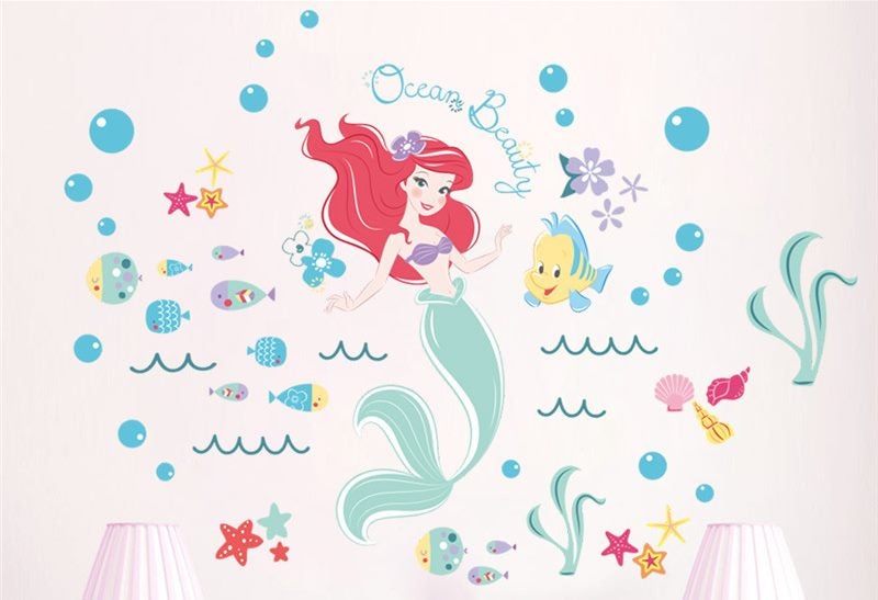Underwater Mermaid Bubble Fish Wall Stickers Decals
