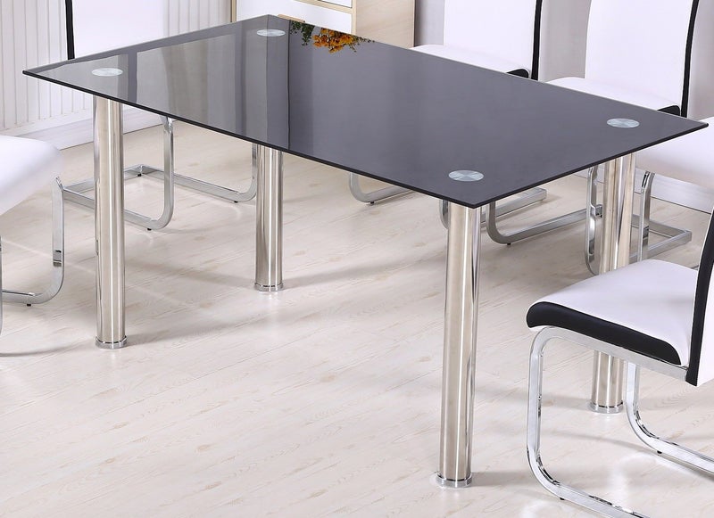 Closing down sale SOFIA Dining Table ONLY 1500mm X 900mm GLASS TOP BLACK TOP Carousel 1