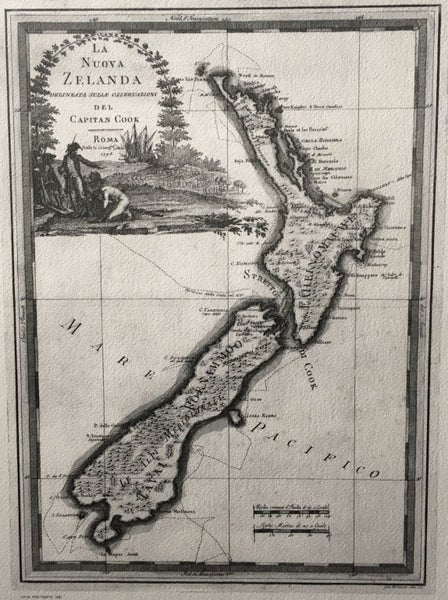 Classic NZ Captain Cook Map from Avon Fine Prints Carousel 1
