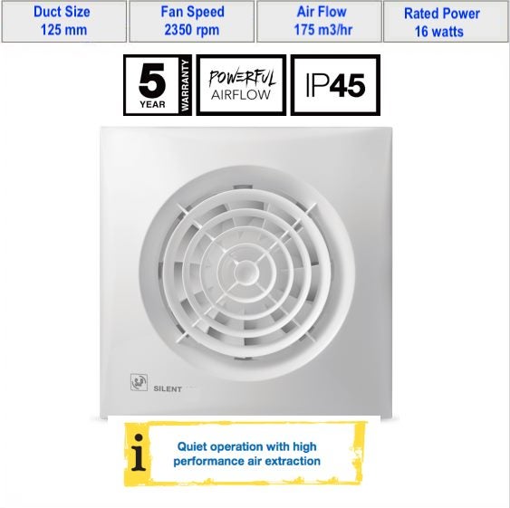 Extractor Fan Silent Series 125mm Duct Size Carousel 1