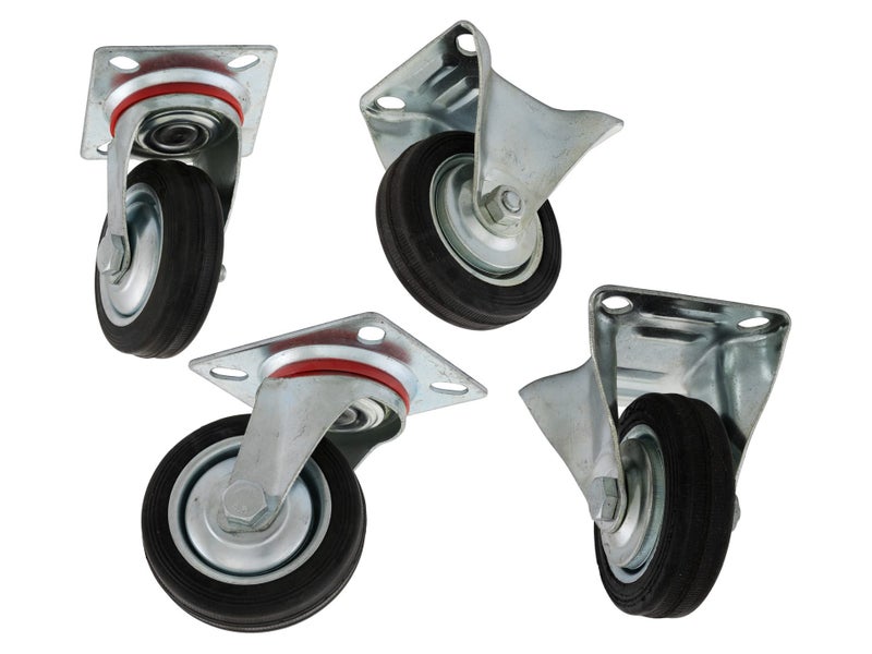2x 3" Swivel & 3" Fixed Castor Wheels 75mm Set Carousel 1