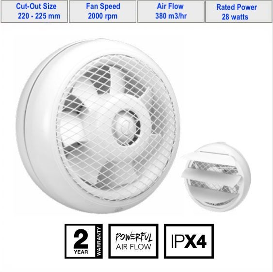 Extractor Fan Window Mounted HCM-180N Carousel 1