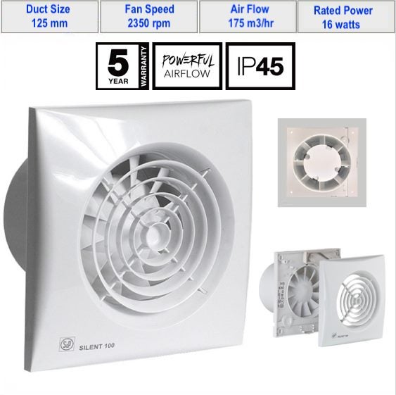 Extractor Fan Silent Series 125mm Duct Size Carousel 2