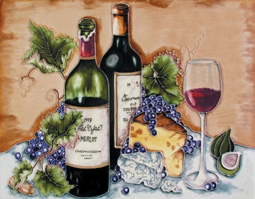 Wine & Cheese Ceramic Art Tile Carousel 1