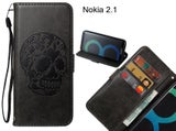 Nokia 2.1 case skull vintage leather wallet case