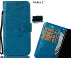 Nokia 2.1 Case Leather Wallet case embossed unicon pattern