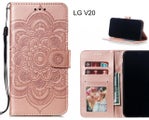 LG V20 case leather wallet case embossed pattern