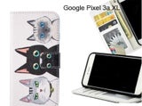 Google Pixel 3a XL case 3 card leather wallet case printed ID