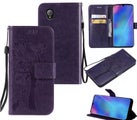Alcatel 1 5033T Pu Leather Wallet Case Embossed Cat &amp; Tree (purple)