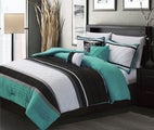 7p LIVEINSTYLE vibrant teal COMFORTER set QUEEN #05