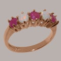 Rose Gold Natural Ruby & Opal Womens Eternity Ring - Full 9ct UK Hallmark