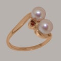 Rose Gold Pearl &amp; Garnet Womens Dress Ring - Full 9ct UK Hallmark