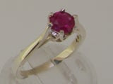 White Gold Natural Ruby Womens Solitaire Ring - Full UK Hallmark