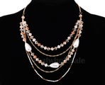 Gorgeous Multi Chain Pearl &amp; Crystal Costume Necklace