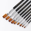 BGLN 801 9 Pcs/set Nylon Hair Oil Paint Brushes Flat Painting Brush For Oil Acry
