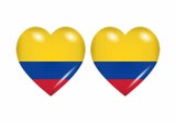 2x Sticker flag vinyl country heart CO colombia