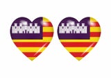 2x Sticker flag vinyl country heart baleares spain