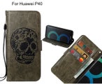 Huawei P40 case skull vintage leather wallet case