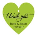 100 PCS Personalized Wedding Thank You Custom Heart Shape Hang Tags-Chartreuse