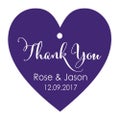 100 PCS Thank You Custom Made Heart Shape Personalized Wedding Hang Tags-Blue
